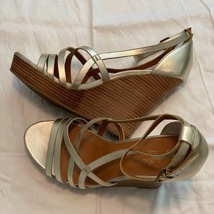 Light Gold Strappy Wedges